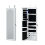 Artiss Jewellery Cabinet LED Mirror Lockable JC-WM-LED-120-WH