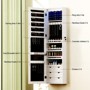 Artiss Jewellery Cabinet LED Mirror Lockable JC-WM-LED-120-WH