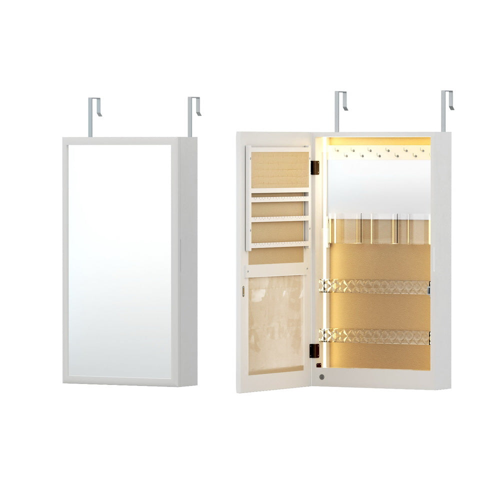 Artiss Jewellery Cabinet Mirror Door Wall Mount JC-WM-LED-60-WH
