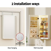 Artiss Jewellery Cabinet Mirror Door Wall Mount JC-WM-LED-60-WH