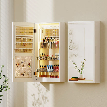 Artiss Jewellery Cabinet Mirror Door Wall Mount JC-WM-LED-60-WH