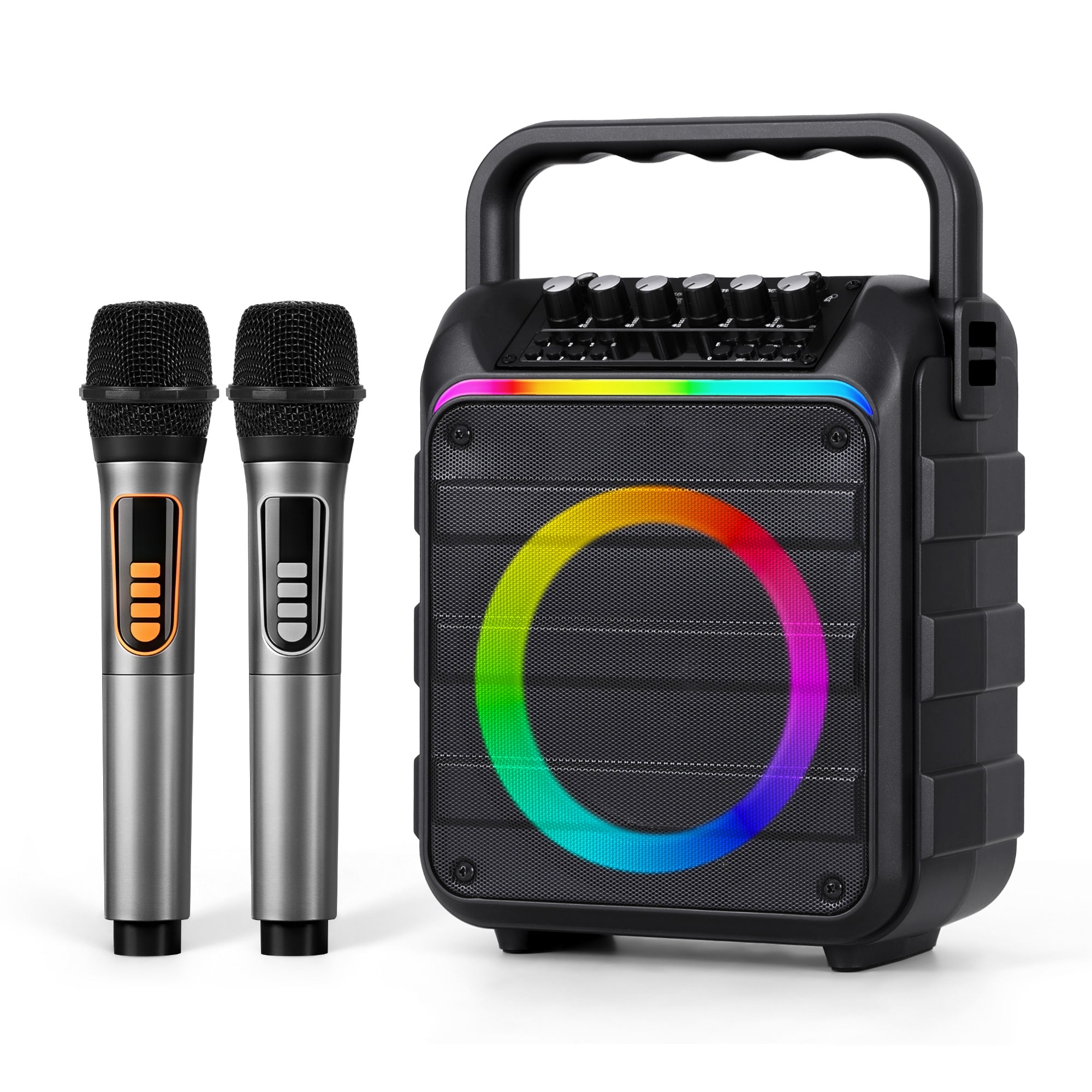 Alpha Portable Karaoke Machine with 2 Wireless Microphones Bluetooth 5.3 KAM-18W-BK