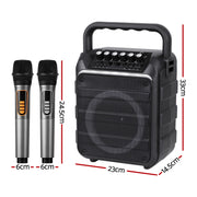 Alpha Portable Karaoke Machine with 2 Wireless Microphones Bluetooth 5.3 KAM-18W-BK