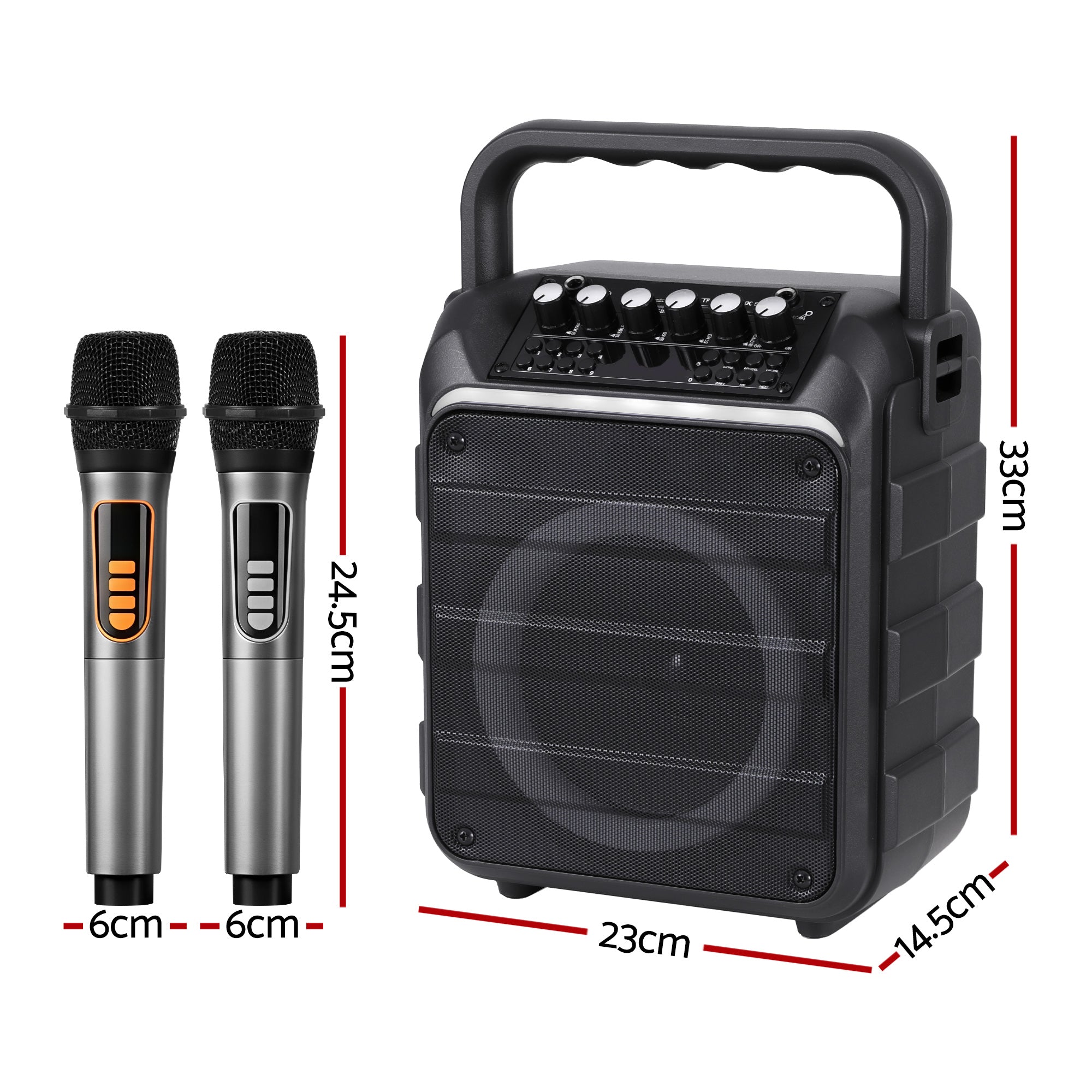 Alpha Portable Karaoke Machine with 2 Wireless Microphones Bluetooth 5.3 KAM-18W-BK
