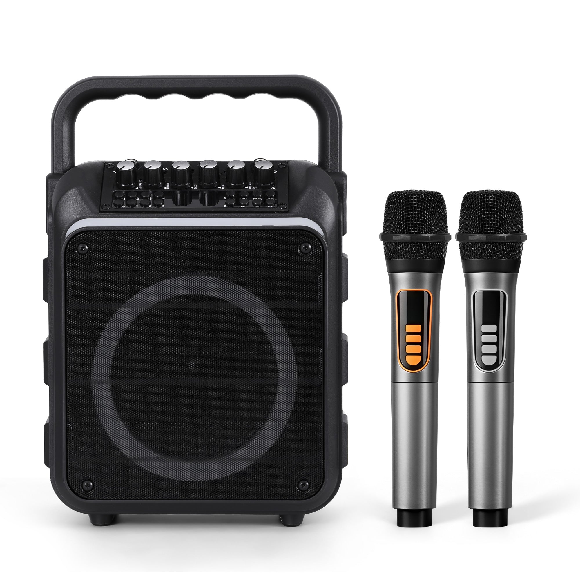 Alpha Portable Karaoke Machine with 2 Wireless Microphones Bluetooth 5.3 KAM-18W-BK