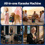 Alpha Portable Karaoke Machine with 2 Wireless Microphones Bluetooth 5.3 KAM-18W-BK