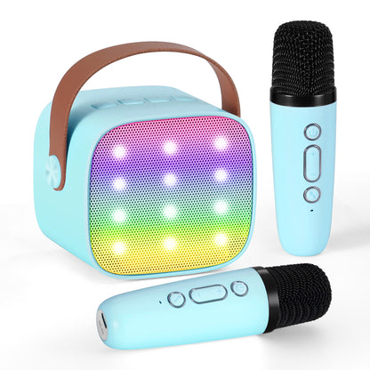 Alpha Mini Portable Karaoke Machine for Adults Kids with 2 Wireless Microphones KAM-6W-BL