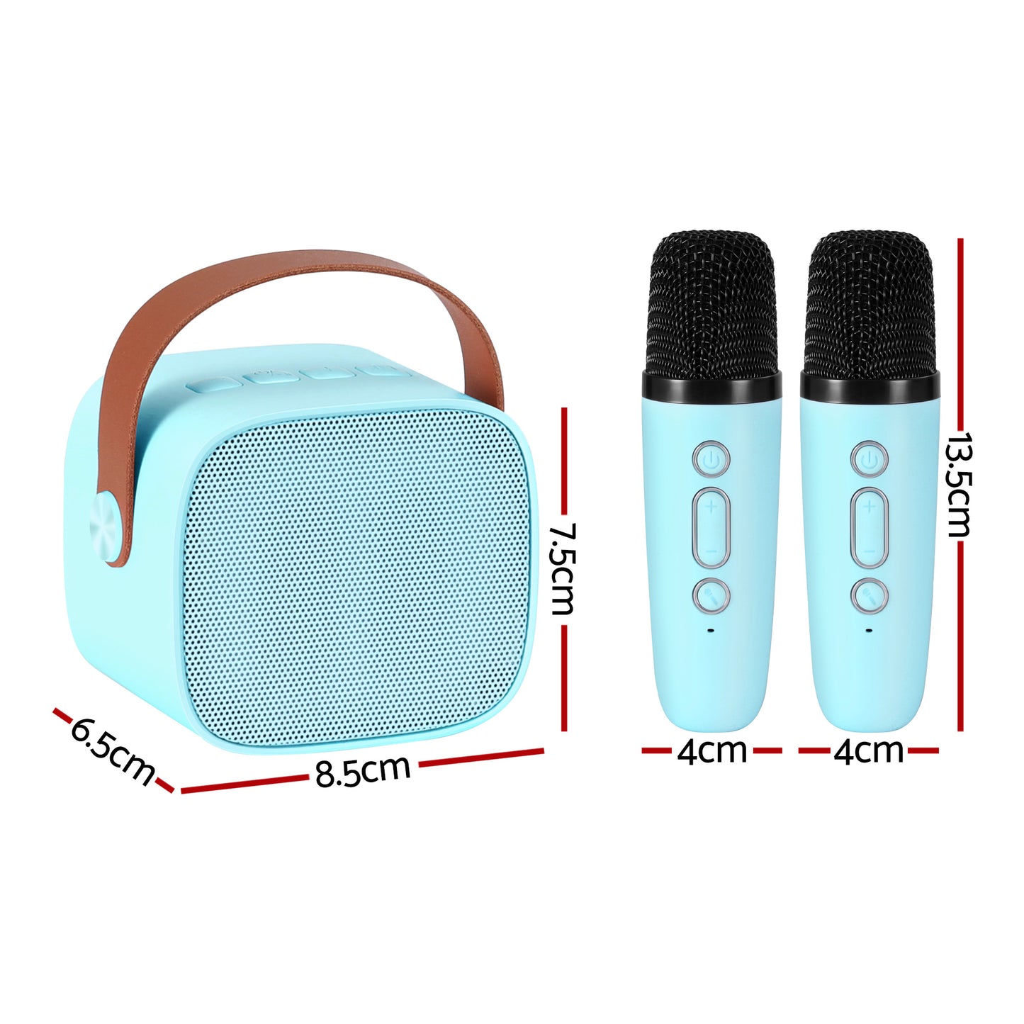 Alpha Mini Portable Karaoke Machine for Adults Kids with 2 Wireless Microphones KAM-6W-BL