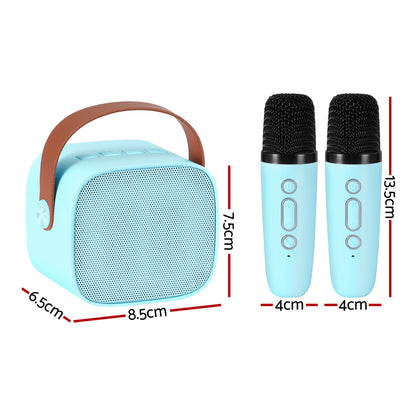 Alpha Mini Portable Karaoke Machine for Adults Kids with 2 Wireless Microphones KAM-6W-BL