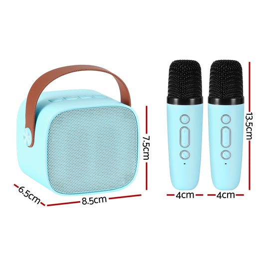 Alpha Mini Portable Karaoke Machine for Adults Kids with 2 Wireless Microphones KAM-6W-BL