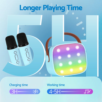 Alpha Mini Portable Karaoke Machine for Adults Kids with 2 Wireless Microphones KAM-6W-BL