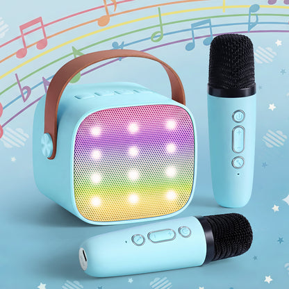 Alpha Mini Portable Karaoke Machine for Adults Kids with 2 Wireless Microphones KAM-6W-BL