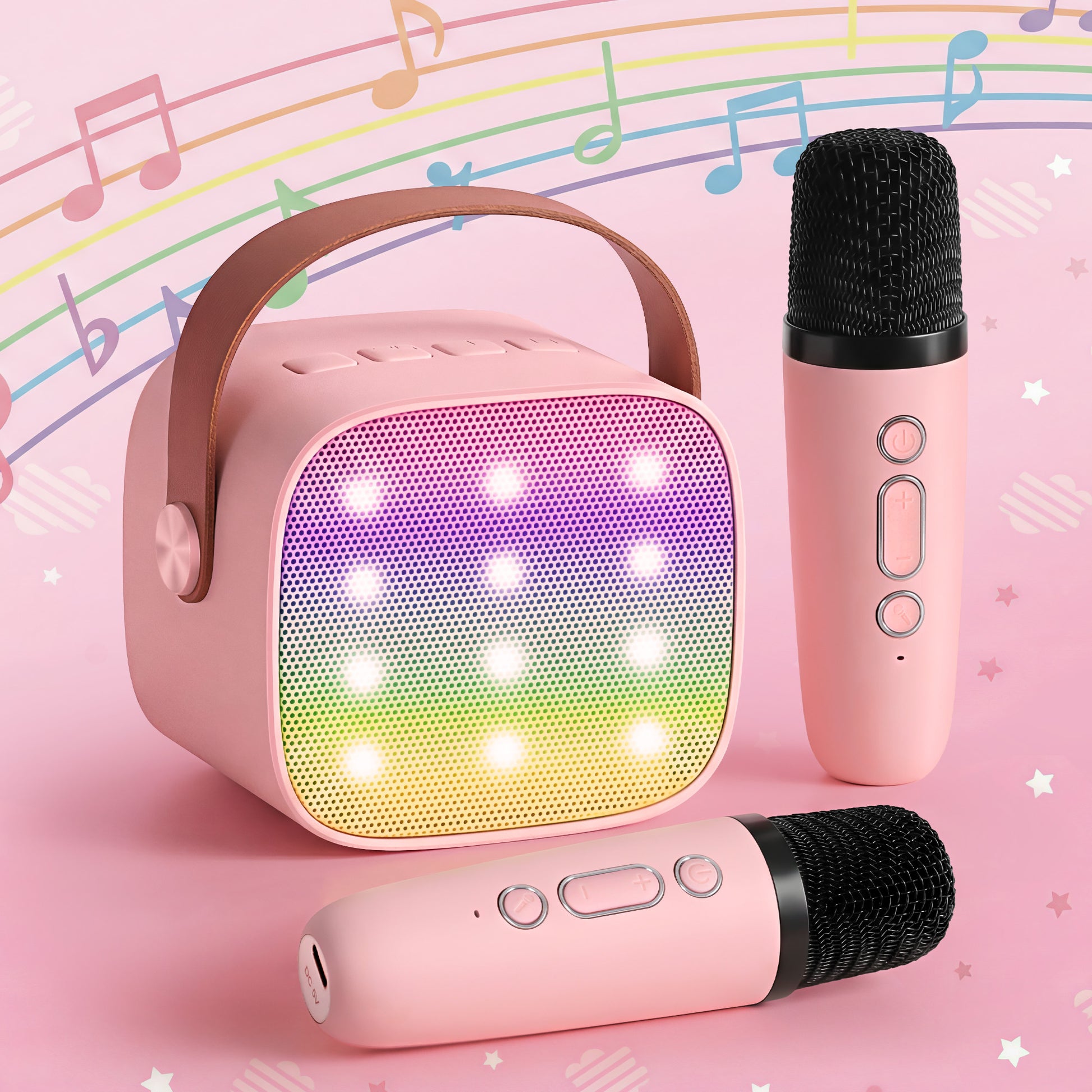 Alpha Mini Portable Karaoke Machine for Adults Kids with 2 Wireless Microphones KAM-6W-PK