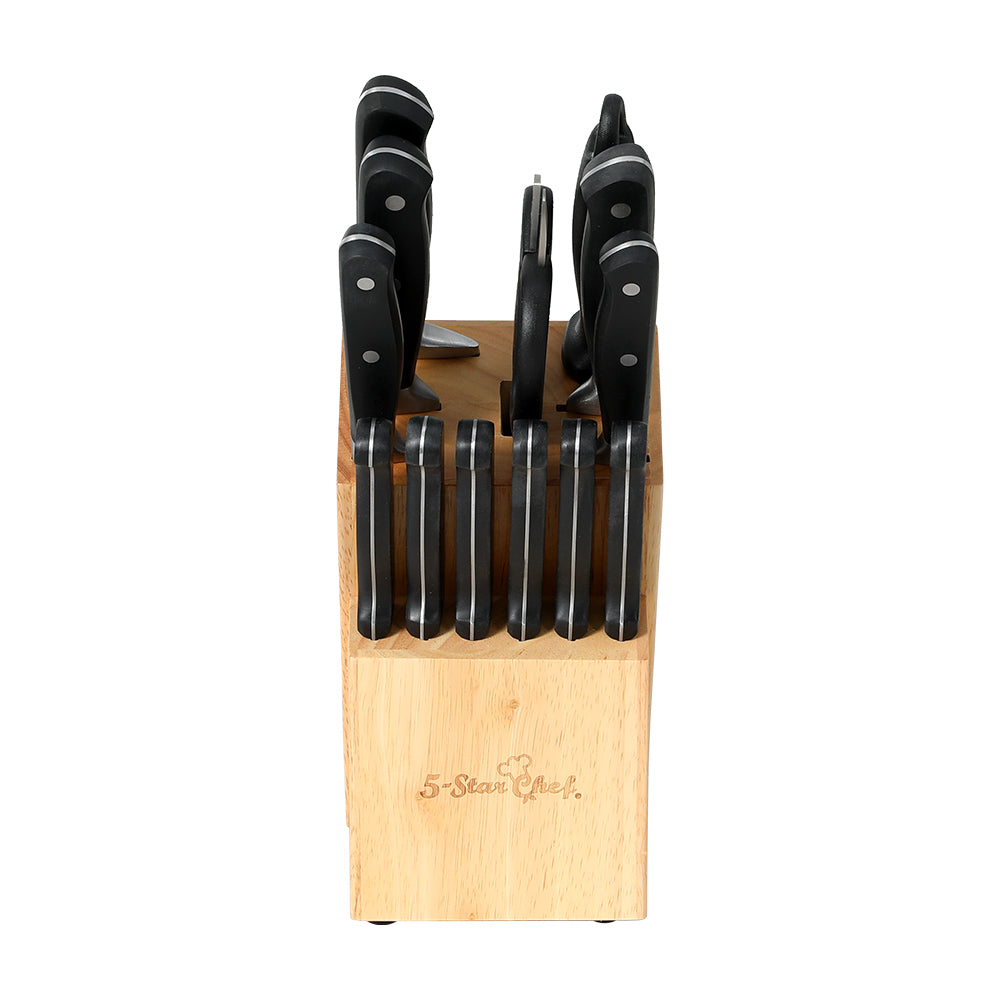 5-Star Chef 14PCS Kitchen Knife Set Stainless Steel Non-stick with Sharpener KBS-ABS430-14-BK