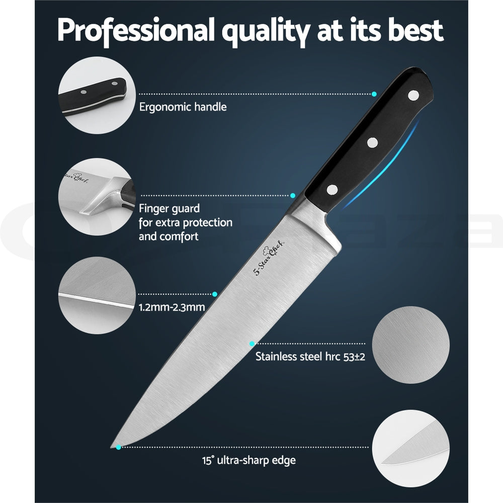 5-Star Chef 14PCS Kitchen Knife Set Stainless Steel Non-stick with Sharpener KBS-ABS430-14-BK