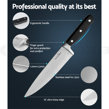 5-Star Chef 14PCS Kitchen Knife Set Stainless Steel Non-stick with Sharpener KBS-ABS430-14-BK