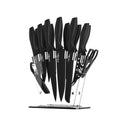 5-Star Chef 17PCS Kitchen Knife Set Stainless Steel Non-stick with Sharpener KBS-PP-17-ABK
