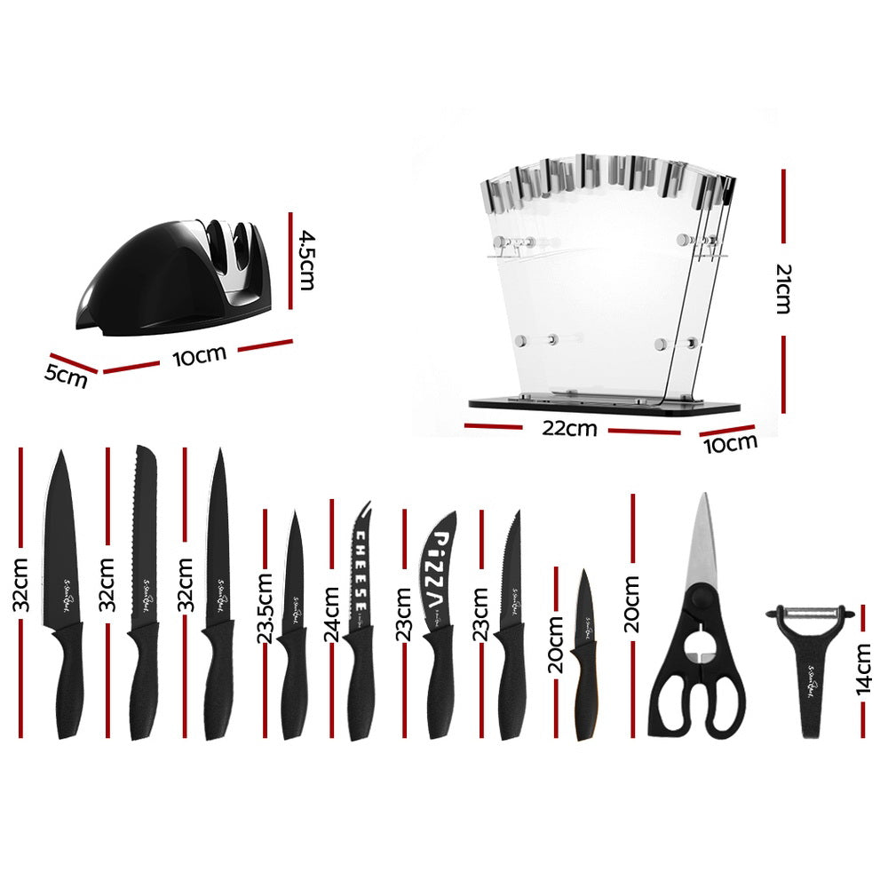 5-Star Chef 17PCS Kitchen Knife Set Stainless Steel Non-stick with Sharpener KBS-PP-17-ABK