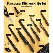 5-Star Chef 17PCS Kitchen Knife Set Stainless Steel Non-stick with Sharpener KBS-PP-17-ABK