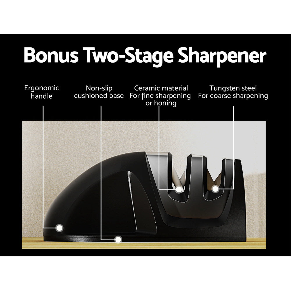 5-Star Chef 17PCS Kitchen Knife Set Stainless Steel Non-stick with Sharpener KBS-PP-17-ABK