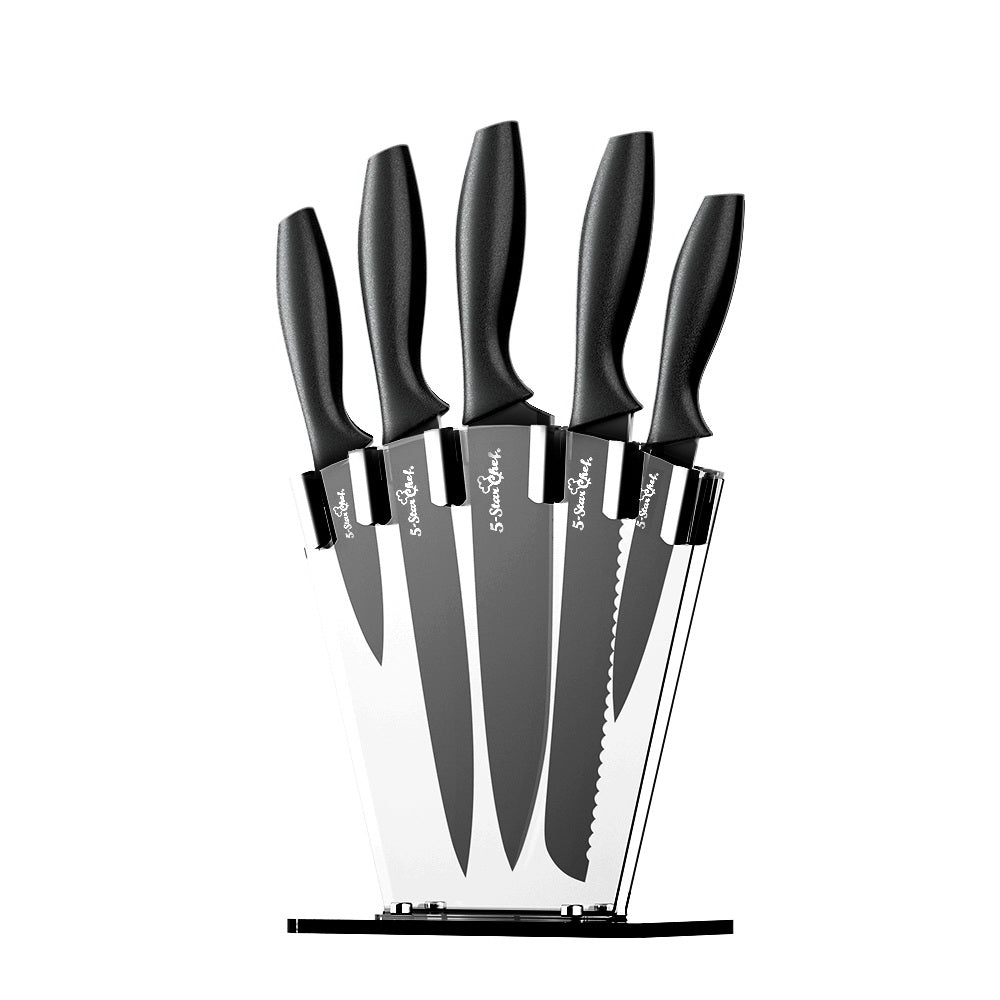5-Star Chef 7PCS Kitchen Knife Set Stainless Steel Non-stick with Sharpener KBS-PP-7-ABK