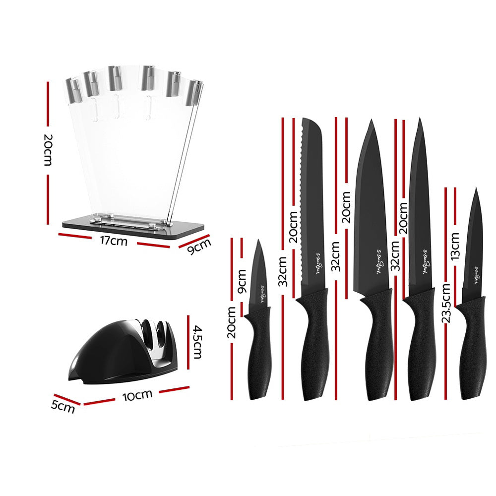 5-Star Chef 7PCS Kitchen Knife Set Stainless Steel Non-stick with Sharpener KBS-PP-7-ABK