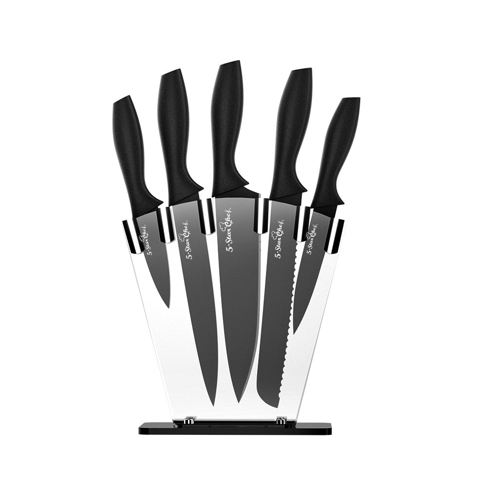 5-Star Chef 7PCS Kitchen Knife Set Stainless Steel Non-stick with Sharpener KBS-PP-7-ABK
