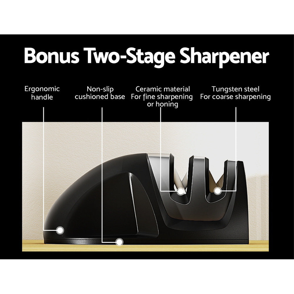 5-Star Chef 7PCS Kitchen Knife Set Stainless Steel Non-stick with Sharpener KBS-PP-7-ABK