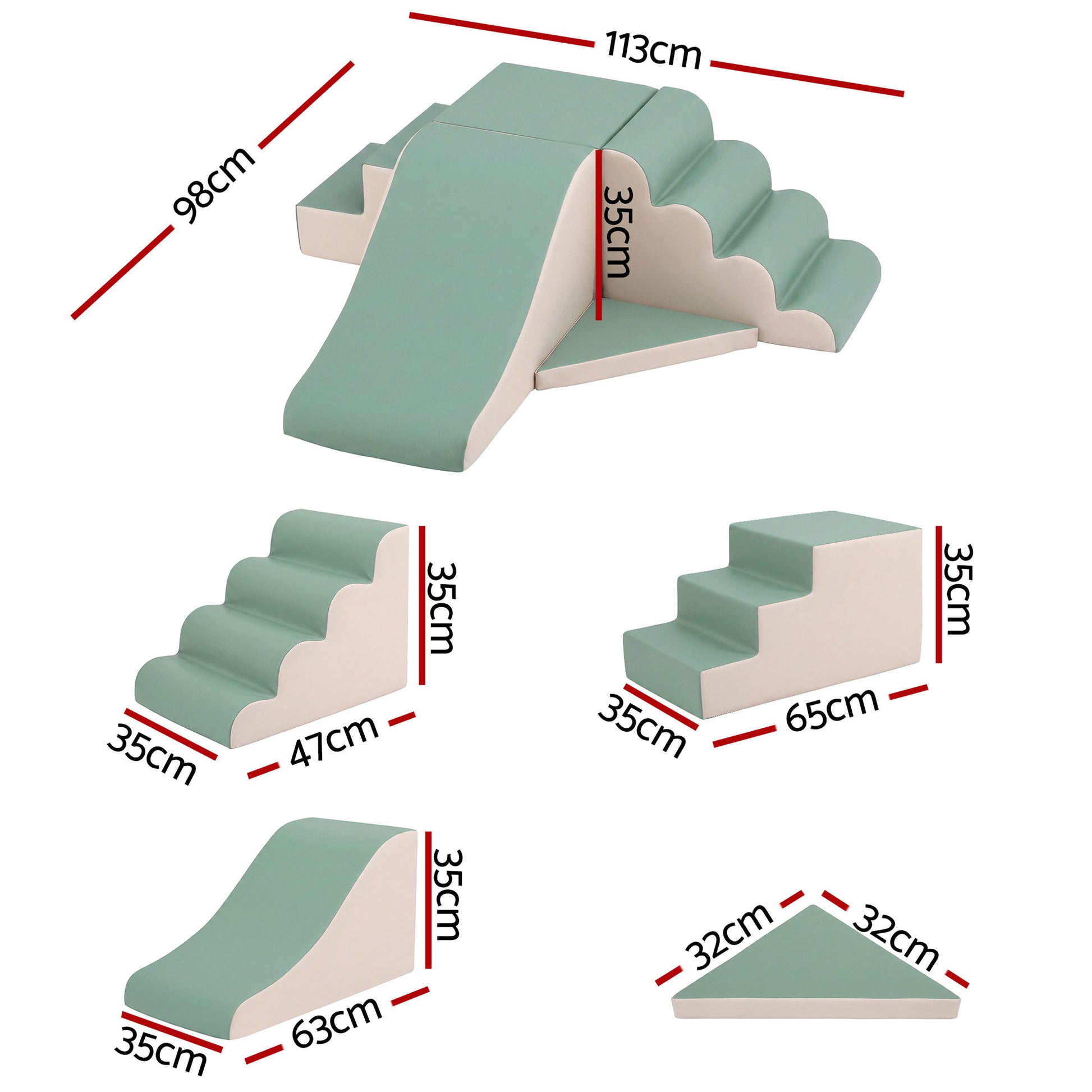 Keezi Kids Climbing Blocks 4-Piece Foam Toddler Playset Soft Indoor Climbing Toy Rocker KCB-4IN1-GN