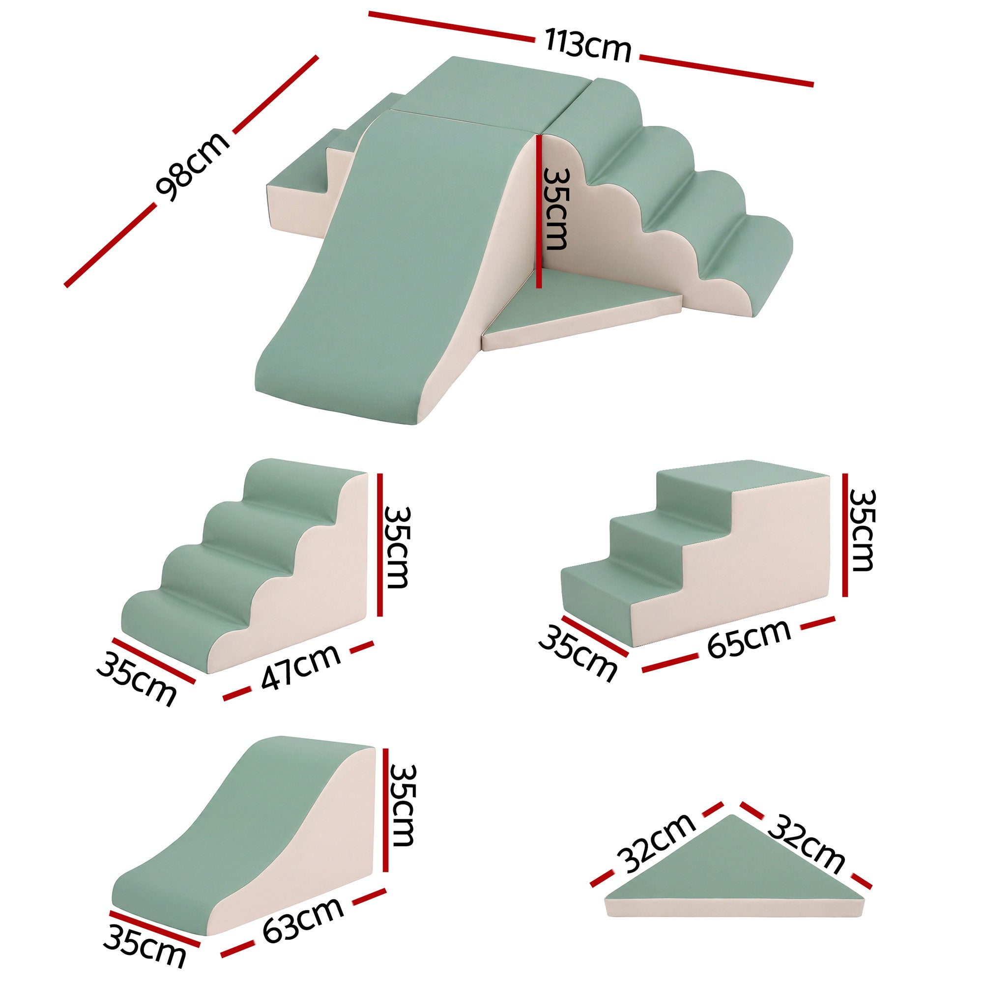 Keezi Kids Climbing Blocks 4-Piece Foam Toddler Playset Soft Indoor Climbing Toy Rocker KCB-4IN1-GN