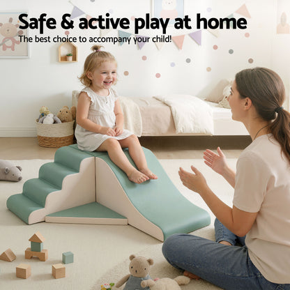 Keezi Kids Climbing Blocks 4-Piece Foam Toddler Playset Soft Indoor Climbing Toy Rocker KCB-4IN1-GN