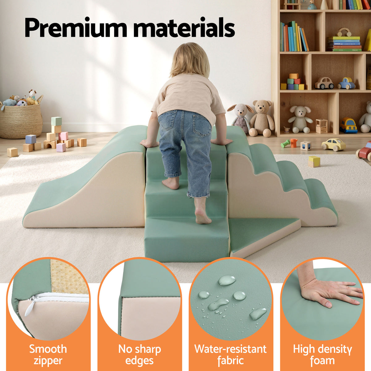 Keezi Kids Climbing Blocks 4-Piece Foam Toddler Playset Soft Indoor Climbing Toy Rocker KCB-4IN1-GN