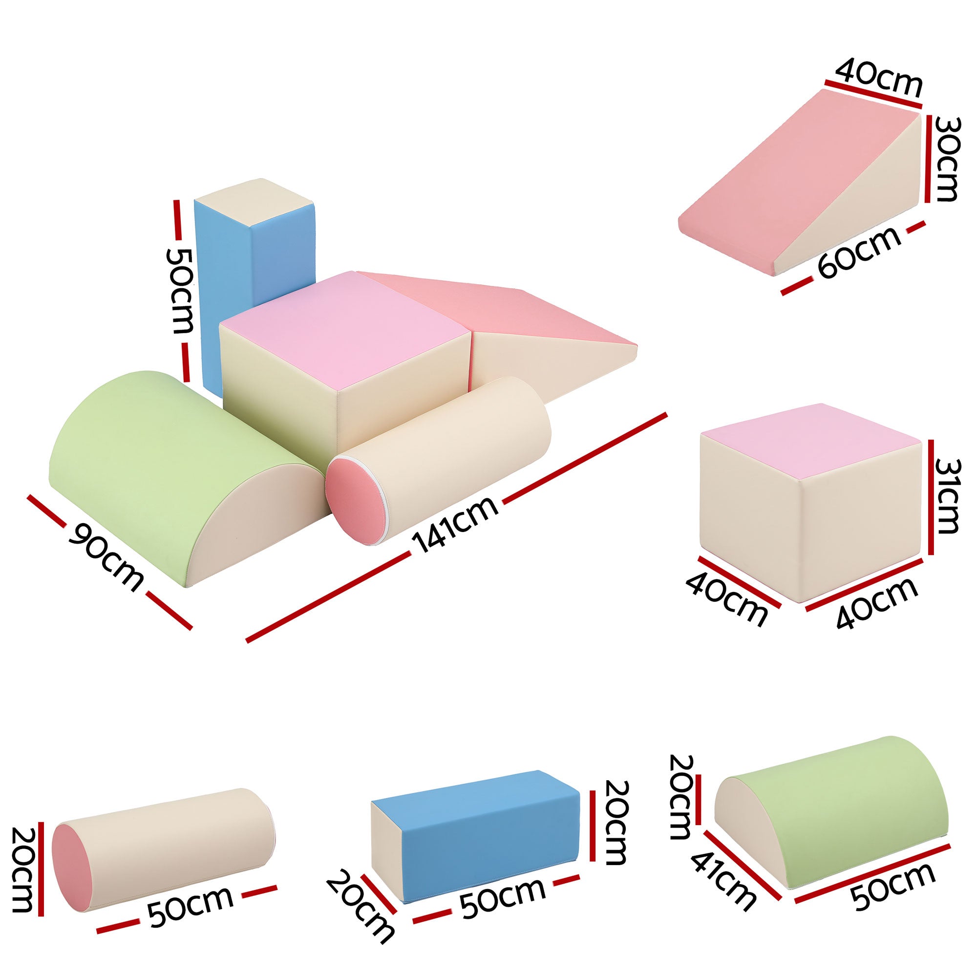 Keezi Kids Climbing Blocks 5-Piece Foam Toddler Playset Soft Indoor Climbing Toy Rocker KCB-5IN1-CLF-AB
