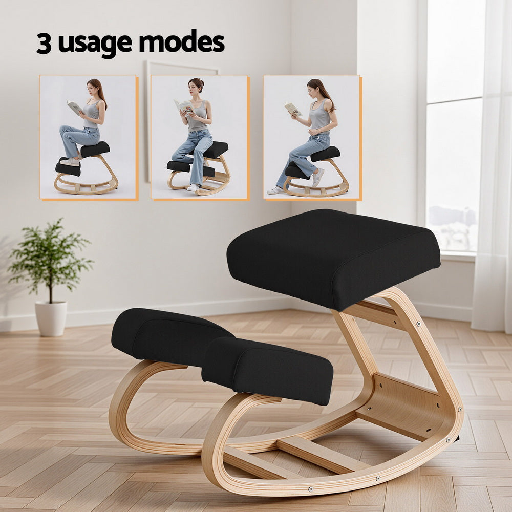 Artiss Kneeling Chair Ergonomic Posture Chair with Memory Foam Balance Stool for Home Office Gaming 120kg KCHAIR-G-01-BK