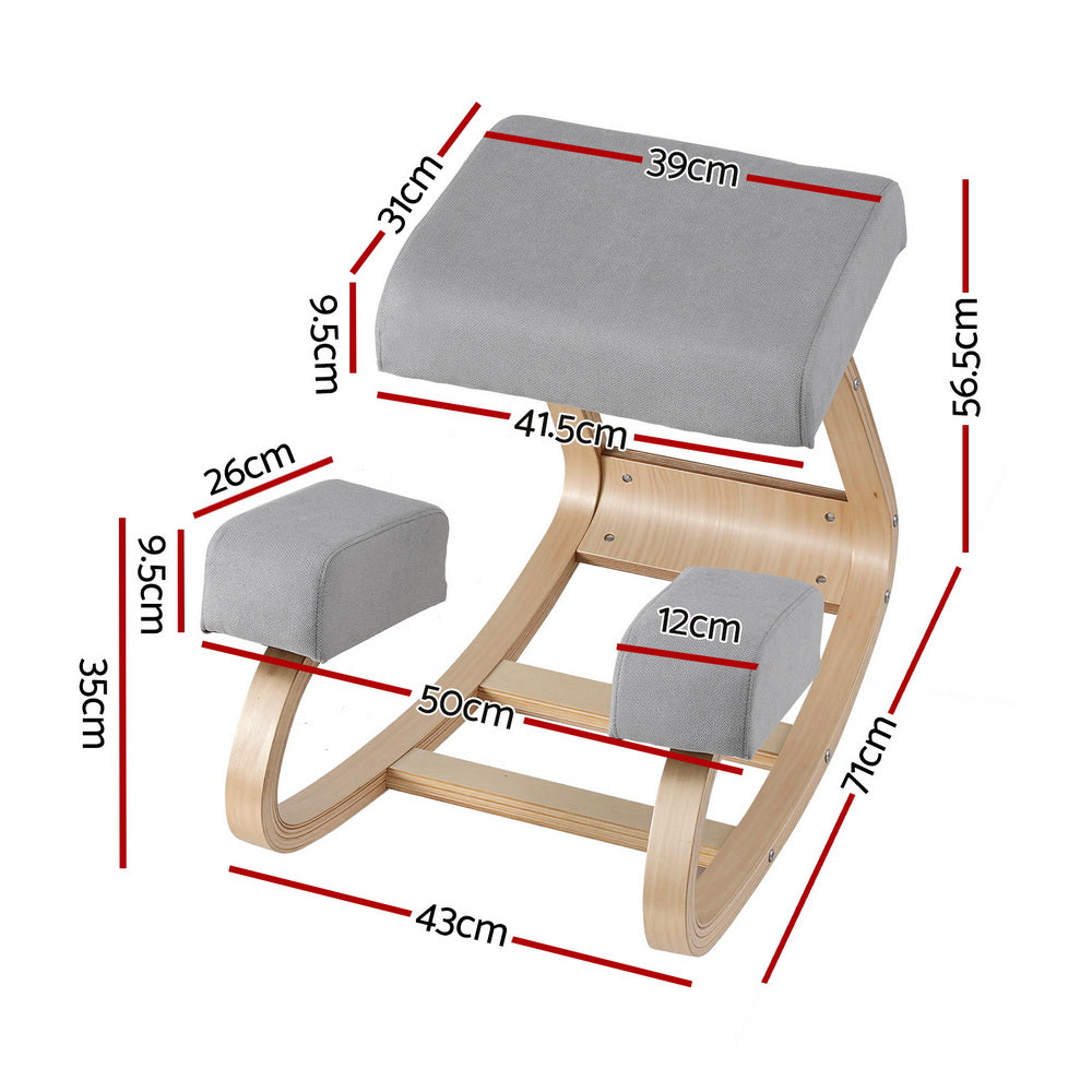 Artiss Kneeling Chair Ergonomic Posture Chair with Memory Foam Balance Stool for Home Office Gaming 120kg KCHAIR-G-01-GY