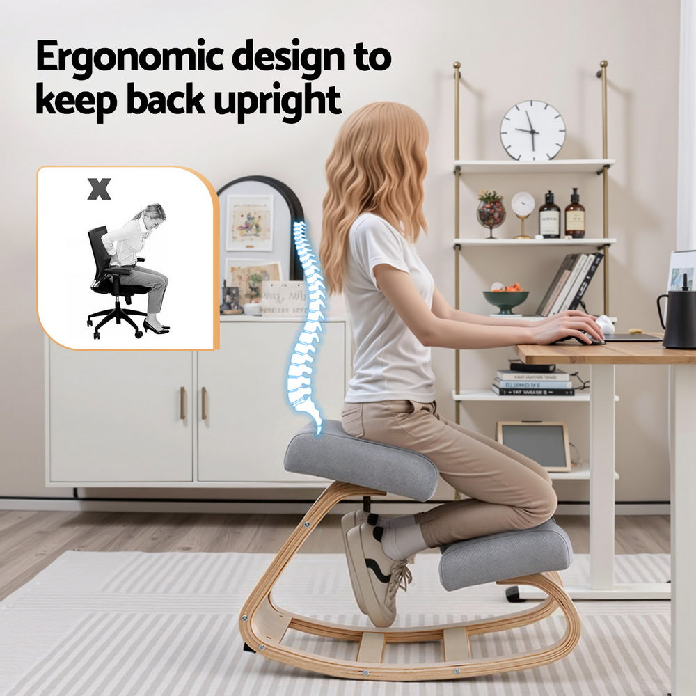 Artiss Kneeling Chair Ergonomic Posture Chair with Memory Foam Balance Stool for Home Office Gaming 120kg KCHAIR-G-01-GY