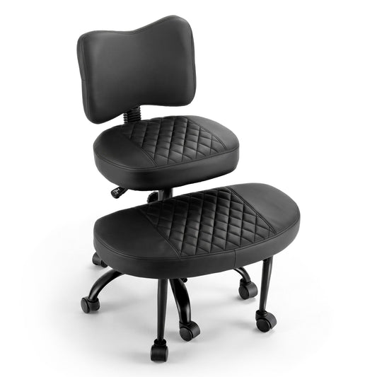 Artiss Cross Legged Kneeling Chair Adjustable Meditation Ergonomic Office Seat KCHAIR-PU-2019-BK