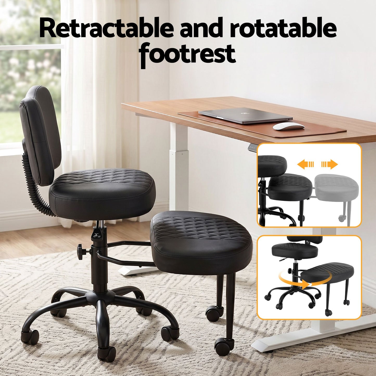 Artiss Cross Legged Kneeling Chair Adjustable Meditation Ergonomic Office Seat KCHAIR-PU-2019-BK
