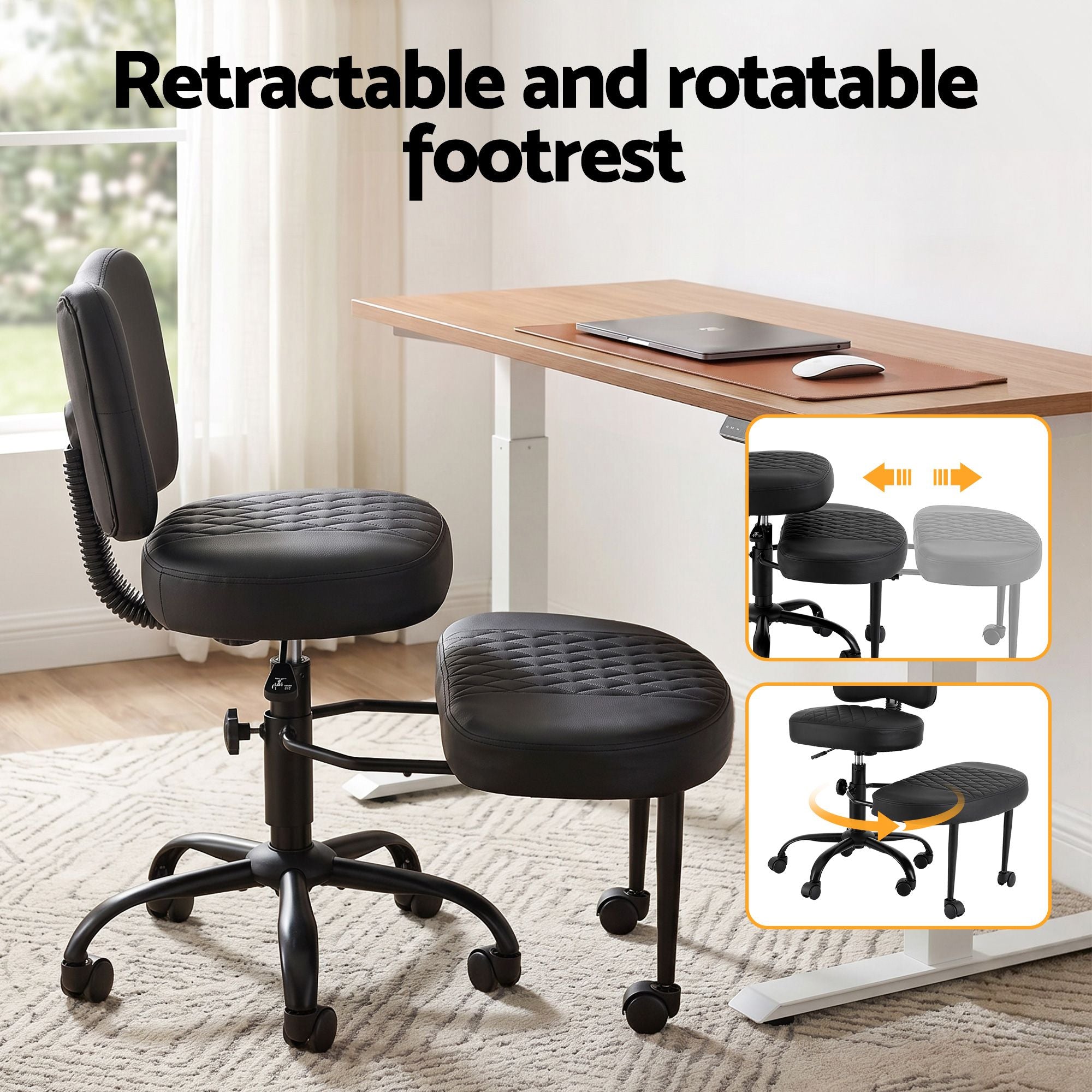 Artiss Cross Legged Kneeling Chair Adjustable Meditation Ergonomic Office Seat KCHAIR-PU-2019-BK