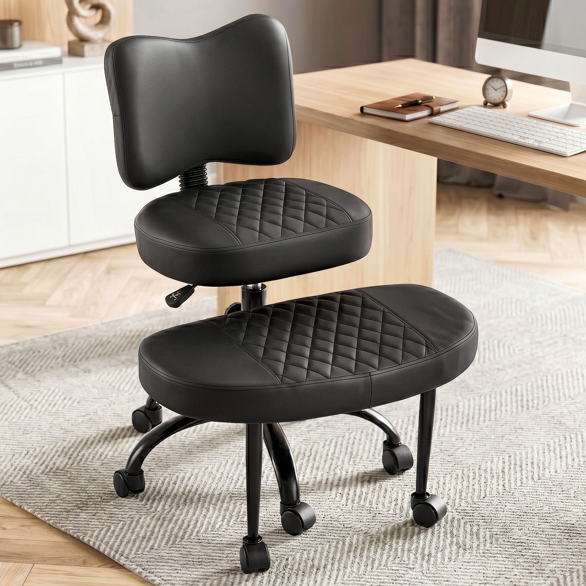 Artiss Cross Legged Kneeling Chair Adjustable Meditation Ergonomic Office Seat KCHAIR-PU-2019-BK
