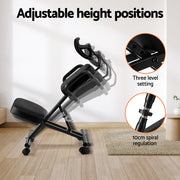 Artiss Kneeling Chair Ergonomic Office Home Knee Seat Posture Back Stretch Rest KCHAIR-PU-BACK-BK