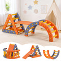 Keezi Kids Climbing Frame Set With Slide Indoor Outdoor Toddler Toys Pikler Triangle Climber With Arch KCS-SLIDE-2IN1-OG