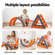 Keezi Kids Climbing Frame Set With Slide Indoor Outdoor Toddler Toys Pikler Triangle Climber With Arch KCS-SLIDE-2IN1-OG