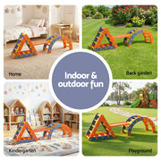 Keezi Kids Climbing Frame Set With Slide Indoor Outdoor Toddler Toys Pikler Triangle Climber With Arch KCS-SLIDE-2IN1-OG