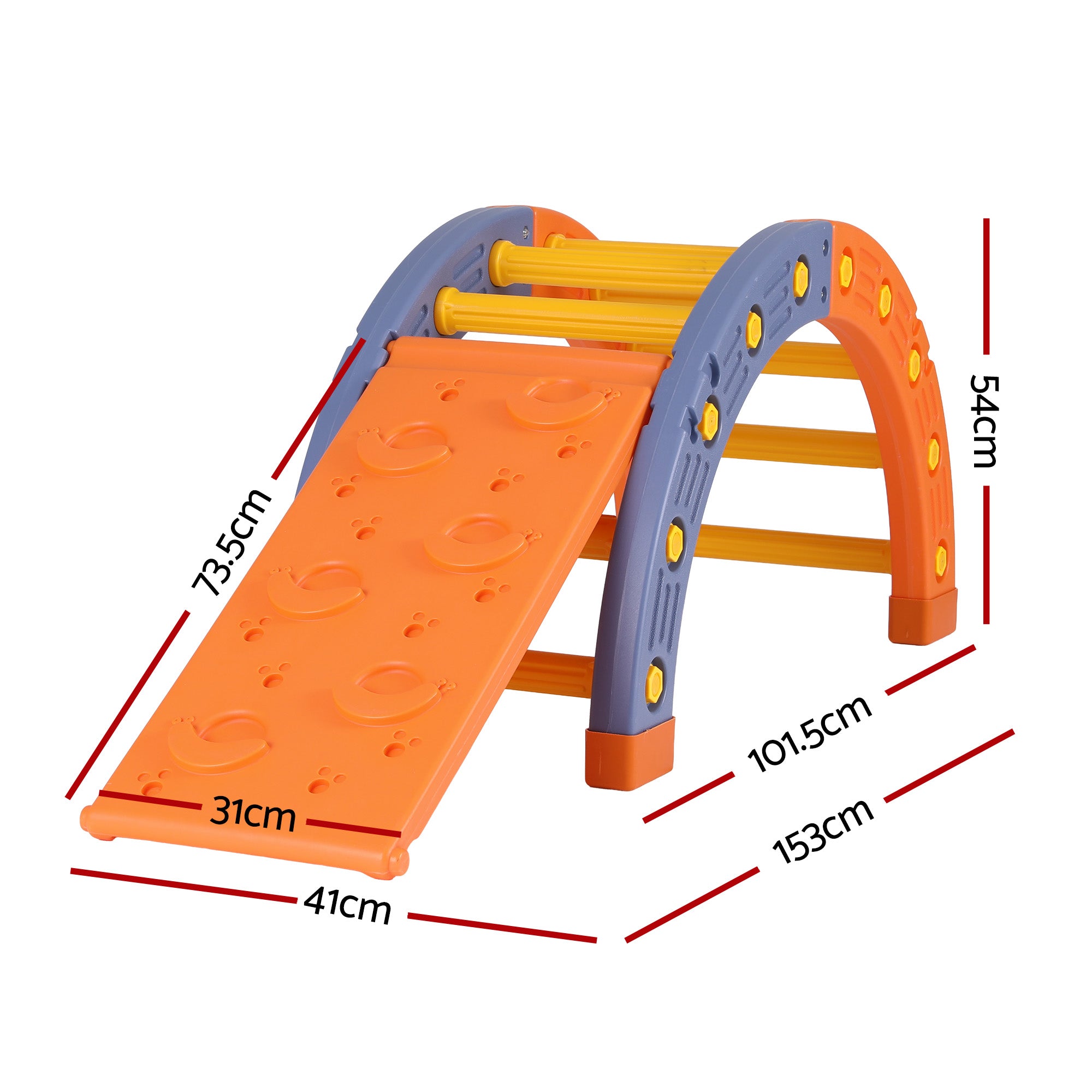 Keezi Kids Climbing Frame Set With Slide Indoor Outdoor Toddler Toys Pikler Arch Climber KCS-SLIDE-ARC-OG