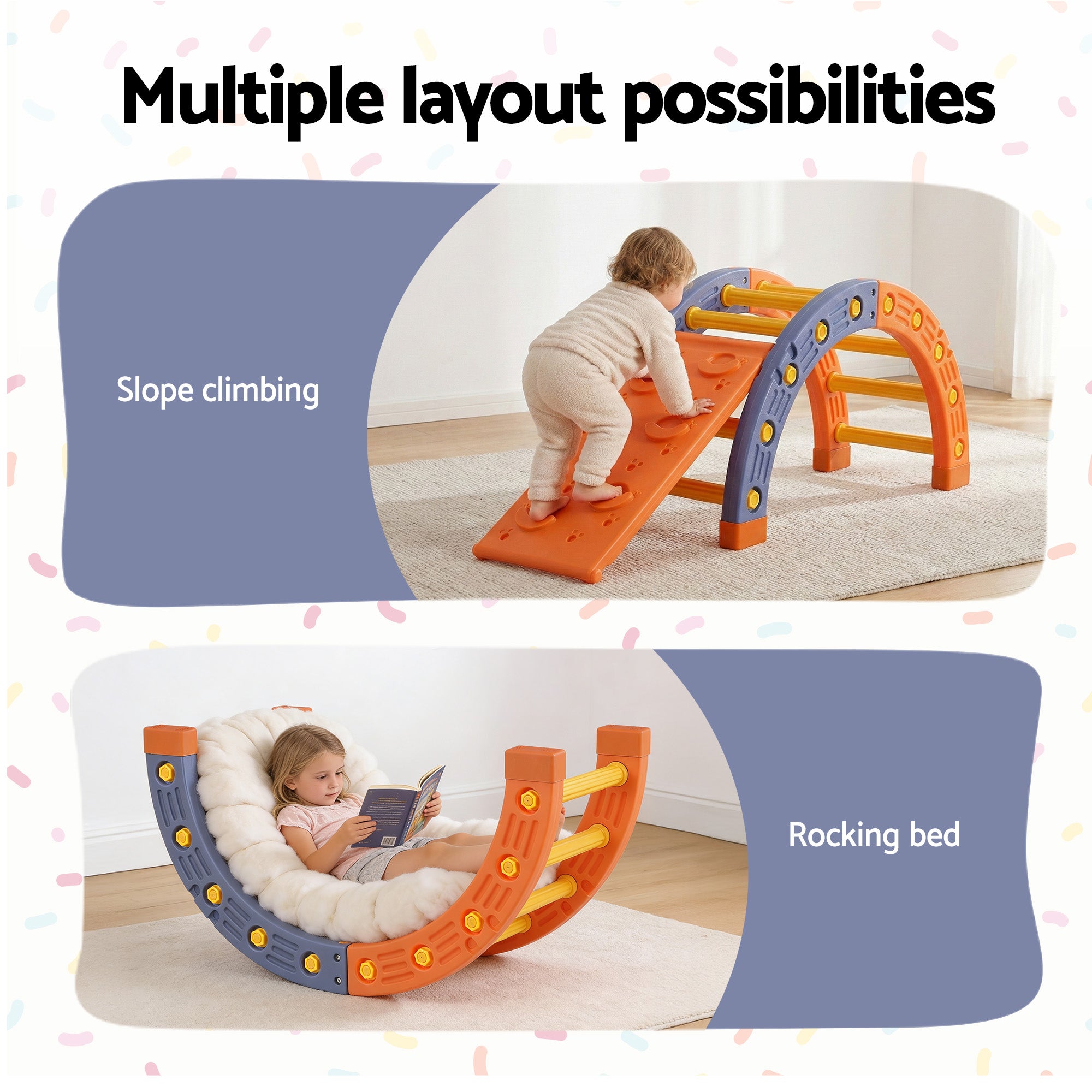 Keezi Kids Climbing Frame Set With Slide Indoor Outdoor Toddler Toys Pikler Arch Climber KCS-SLIDE-ARC-OG