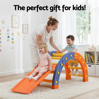 Keezi Kids Climbing Frame Set With Slide Indoor Outdoor Toddler Toys Pikler Arch Climber KCS-SLIDE-ARC-OG