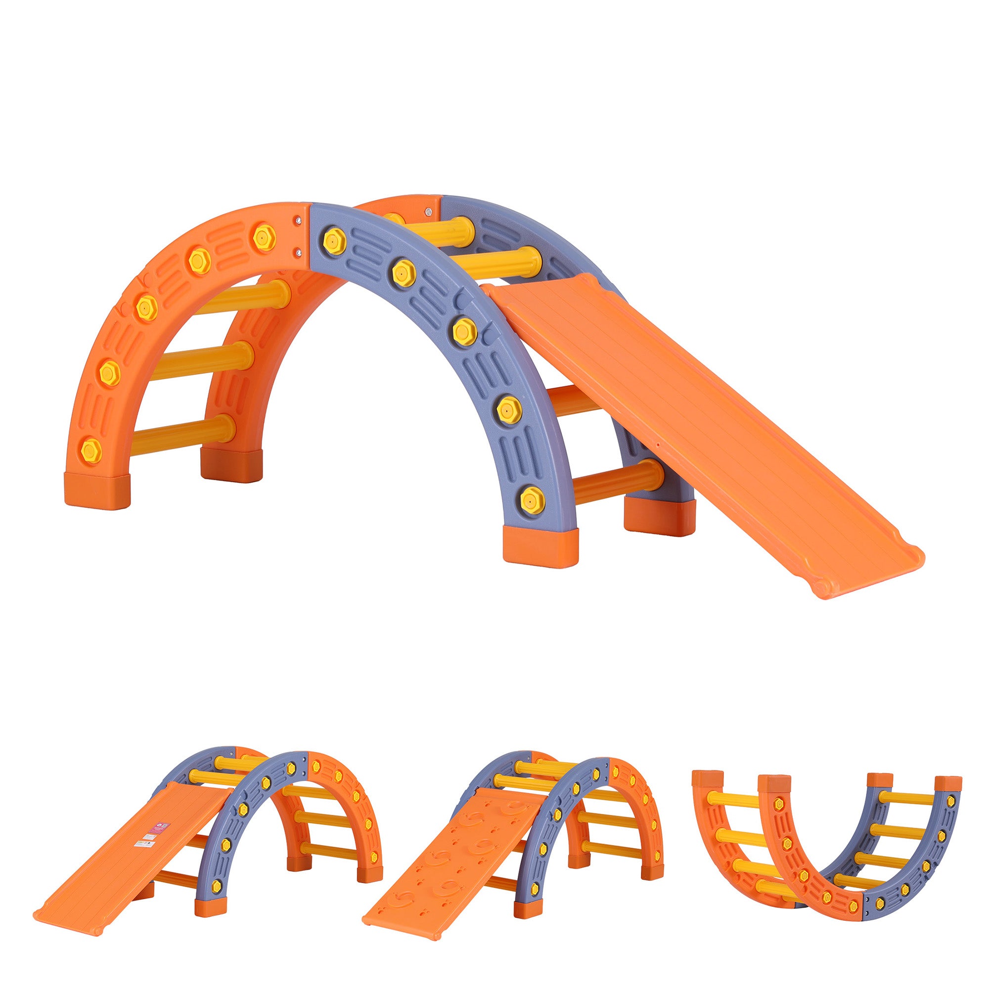 Keezi Kids Climbing Frame Set With Slide Indoor Outdoor Toddler Toys Pikler Arch Climber KCS-SLIDE-ARC-OG