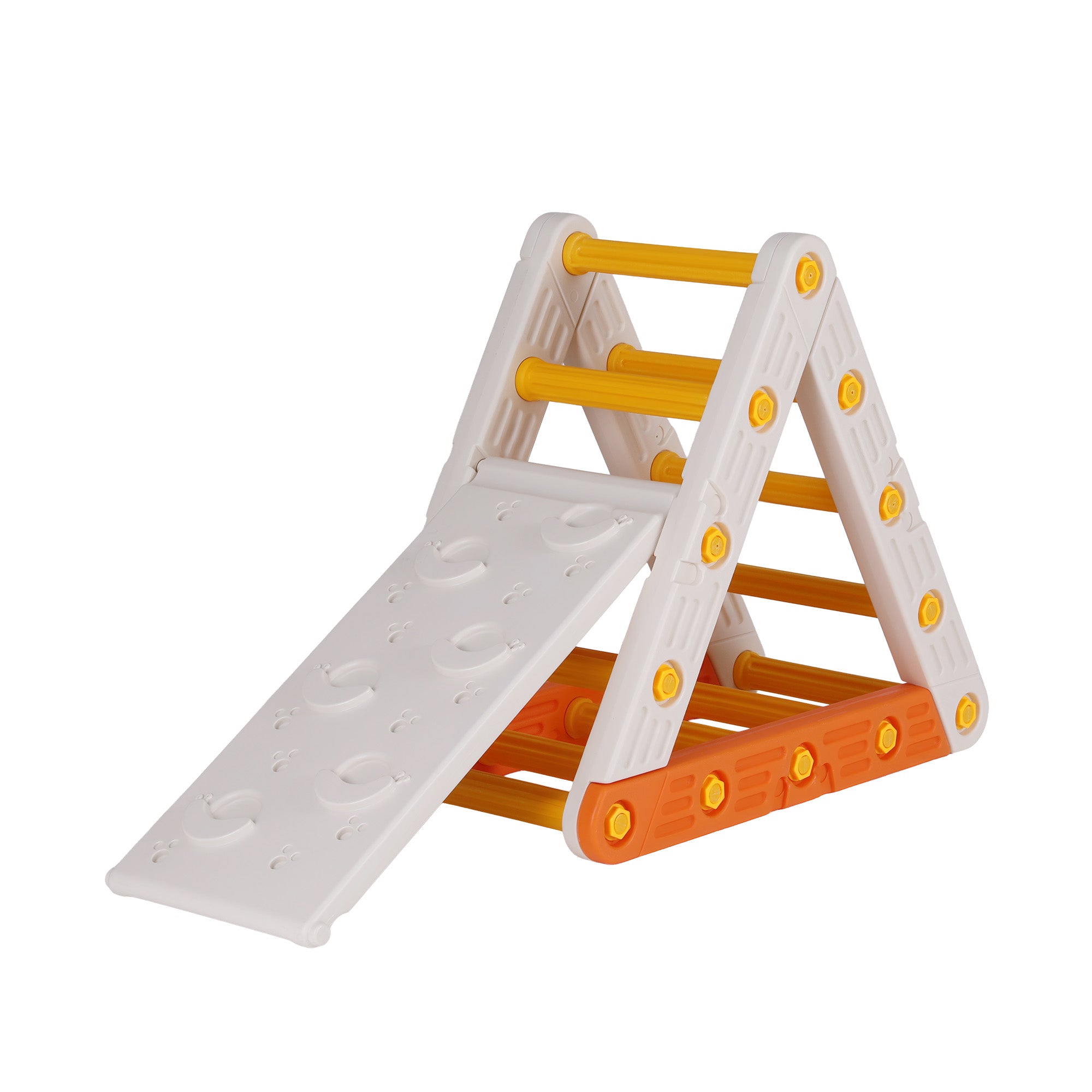 Keezi Kids Climbing Frame Set With Slide Indoor Outdoor Toddler Toys Pikler Triangle Climber KCS-SLIDE-TRGL-WH