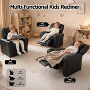 Keezi Kids Recliner Chair Black PU Leather Sofa Lounge Couch Children Armchair